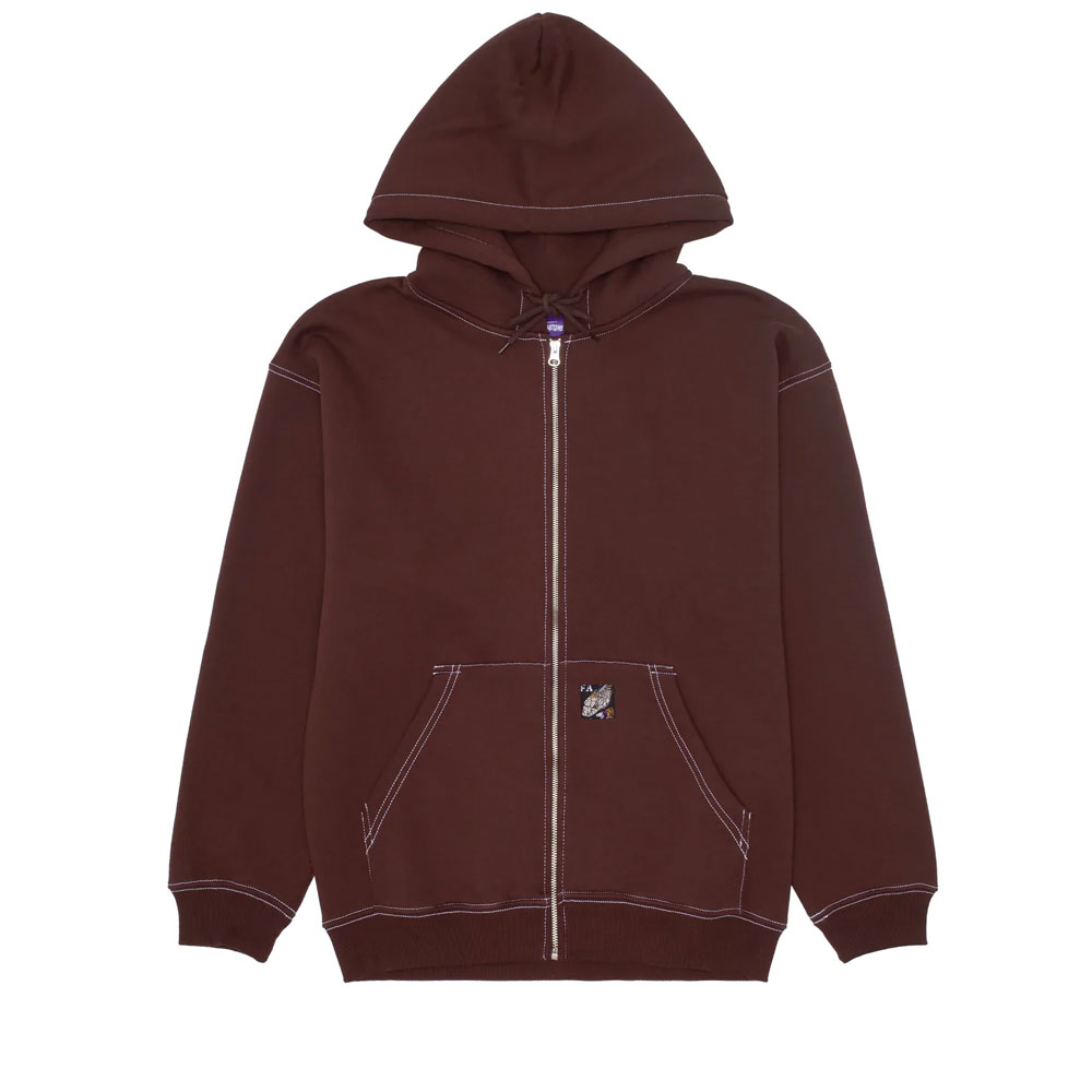 LESSER GOD ZIP UP HOODIE BROWN _