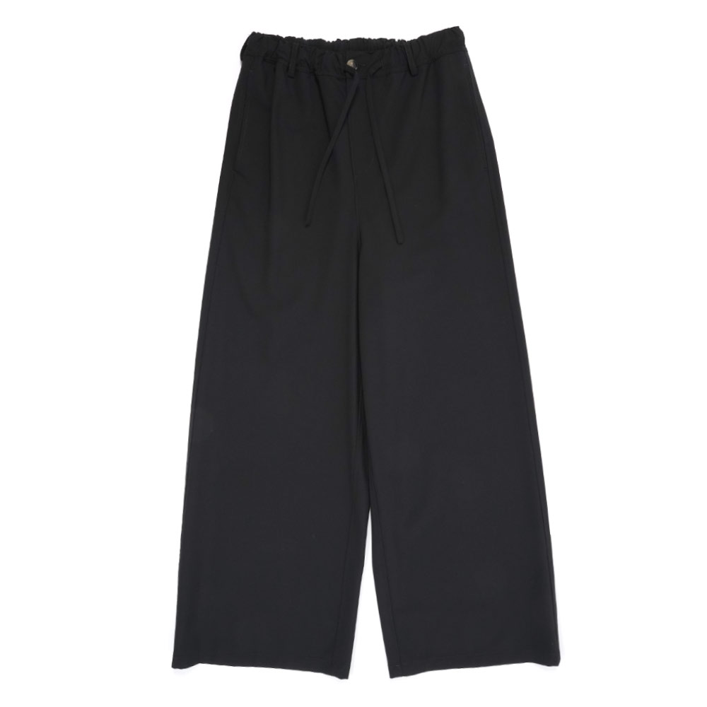LIGHT WOOL BLEND WIDE SLACKS BLACK