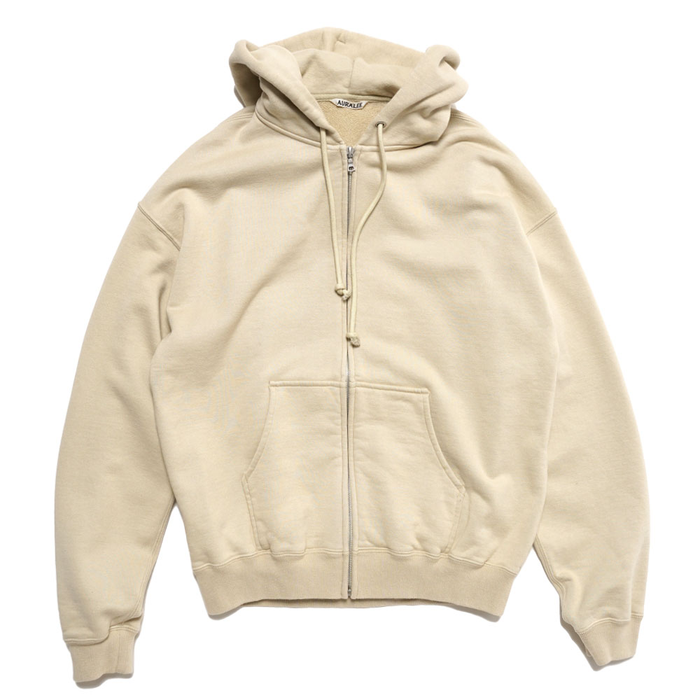 SMOOTH SOFT SWEAT ZIP PARKA IVORY BEIGE