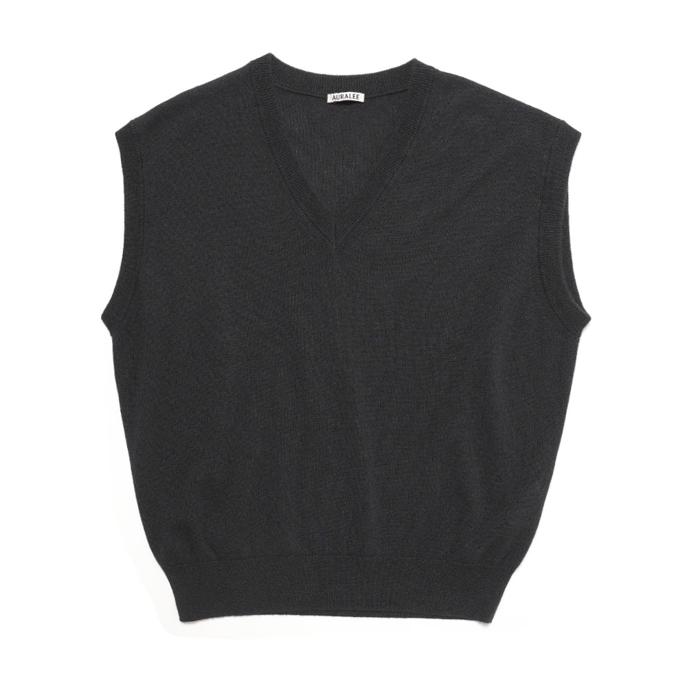 SUPER FINE CASHMERE SILK KNIT VEST BLACK