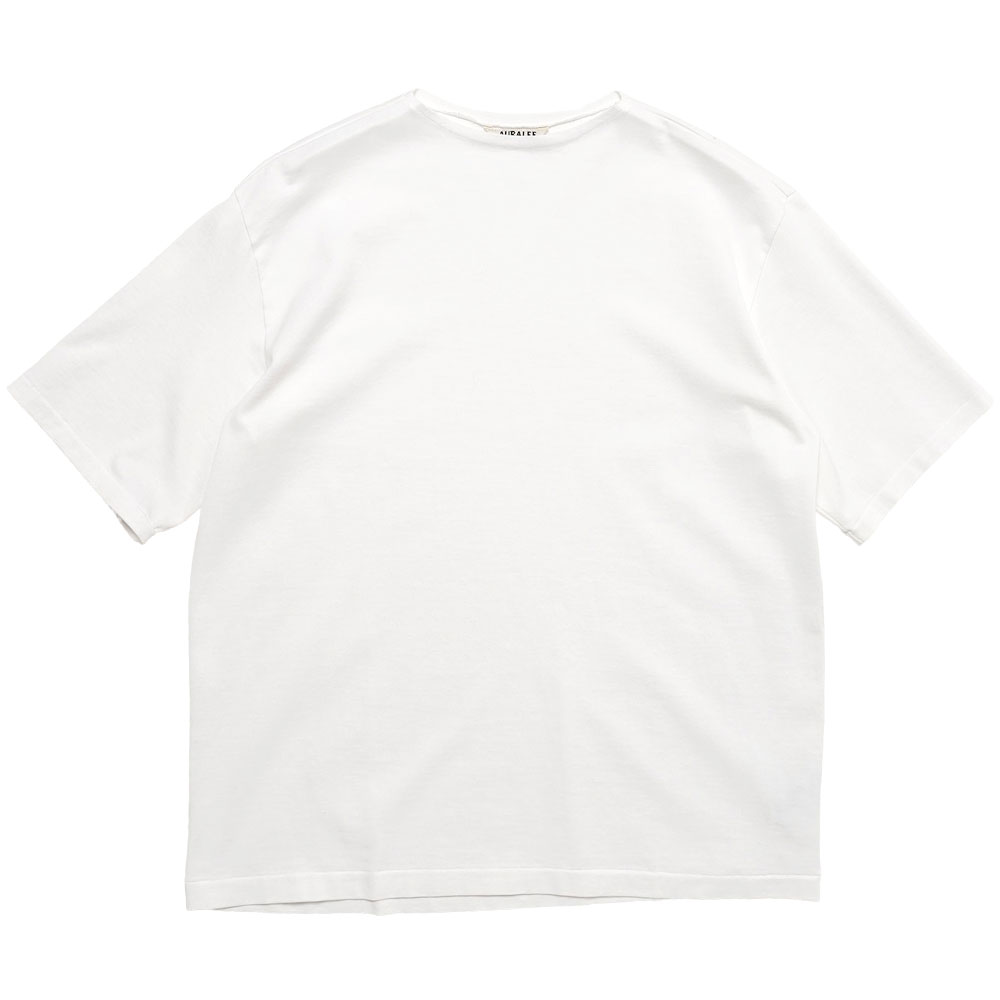 LUSTER PLAITING NARROW BOAT NECK TEE WHITE