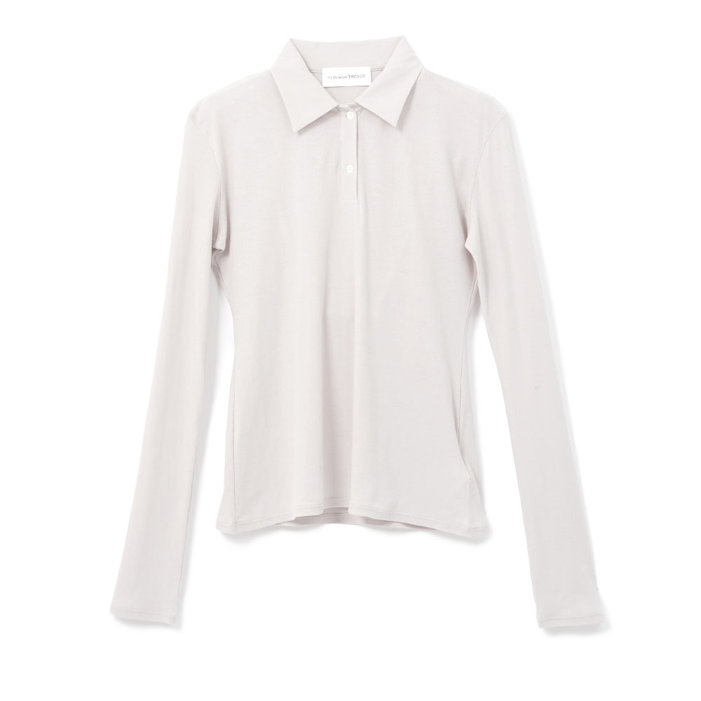 LONG-SLEEVE POLO SHIRT GREIGE