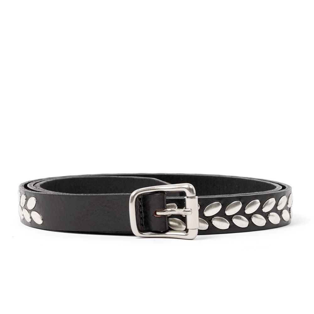 ALMOND STUD BELT DARK BROWN