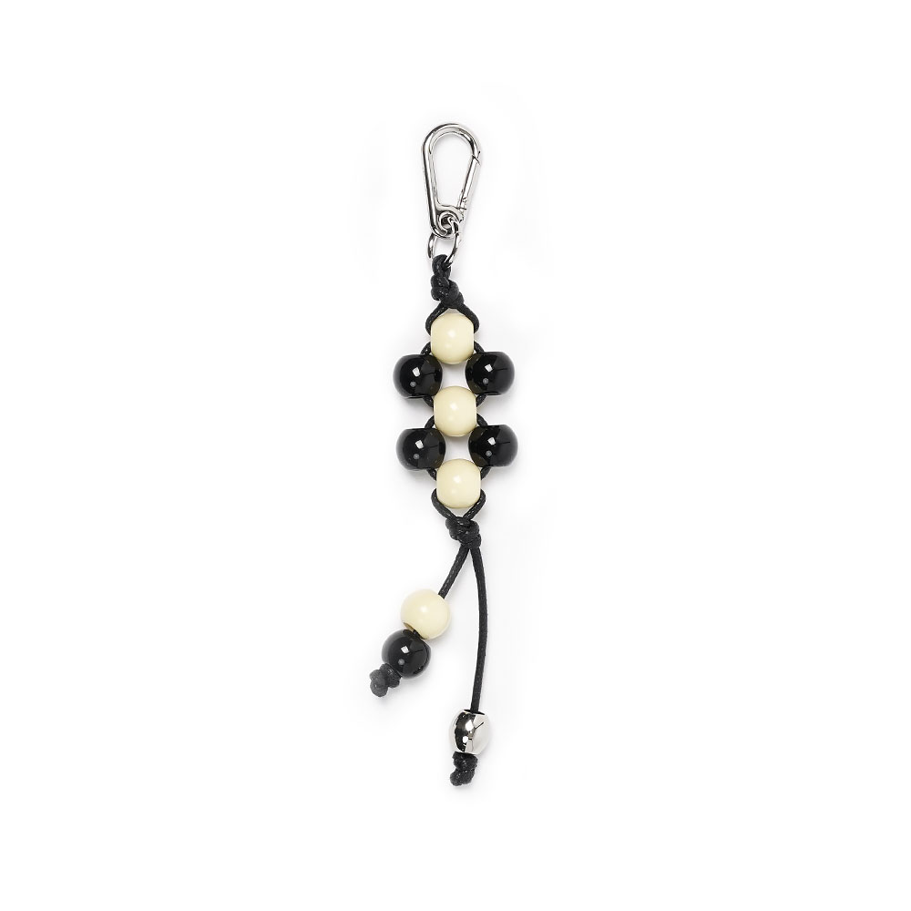 BEADED KEY RING BLACK/WHITE