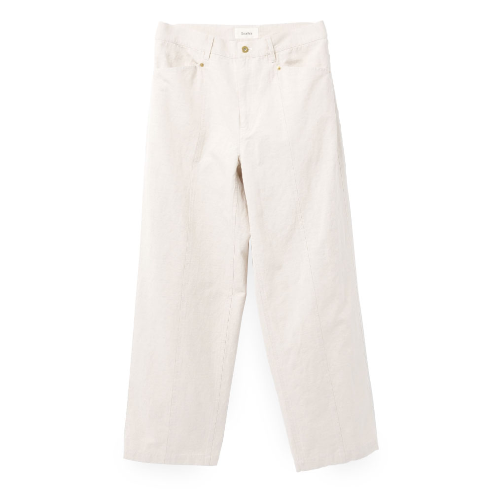 COTTON LINEN CANVAS STICH PANTS IVORY