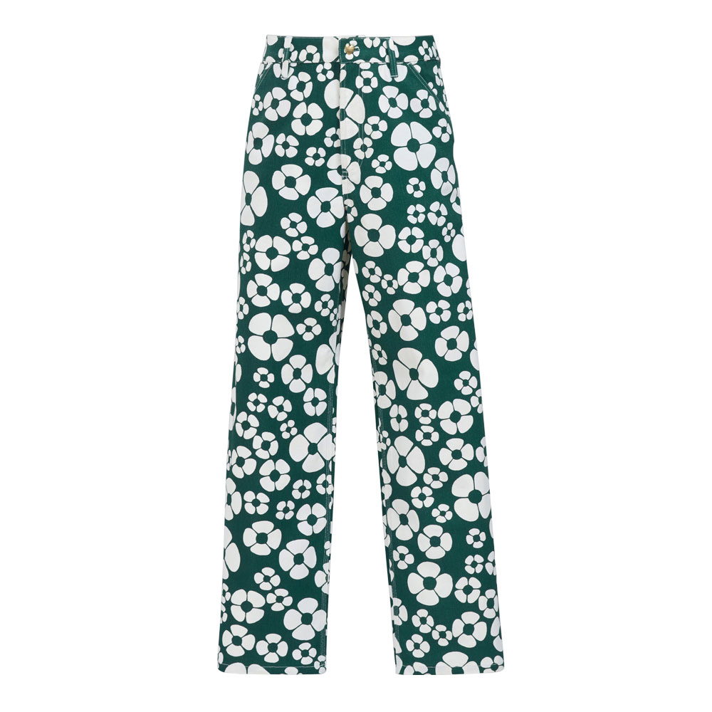 MARNI × CARHARTT WIP FLORAL TROUSERS GREEN_