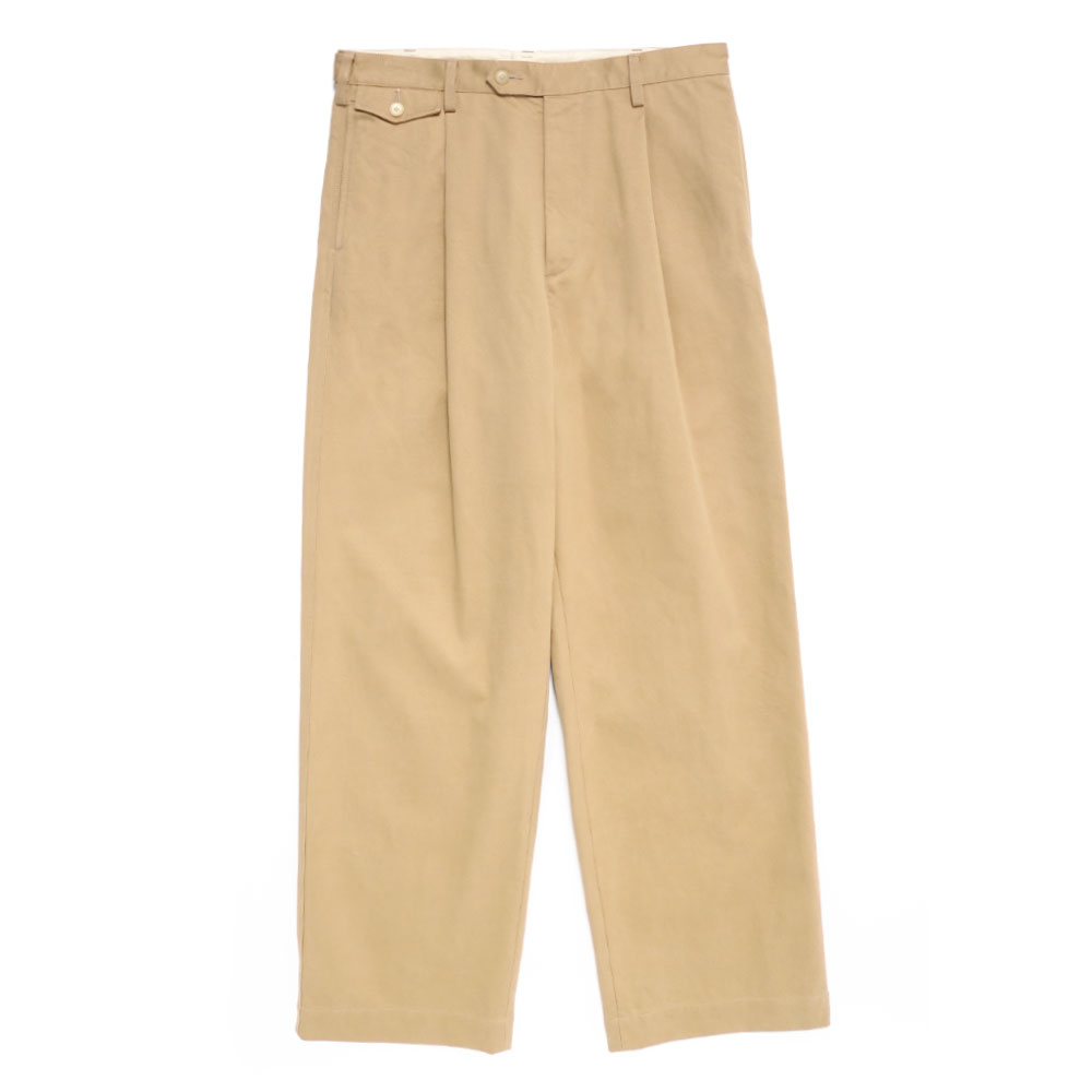 WASHED FINX CHINO ONE-TUCK PANTS CAMEL BROWN A25SP02FC