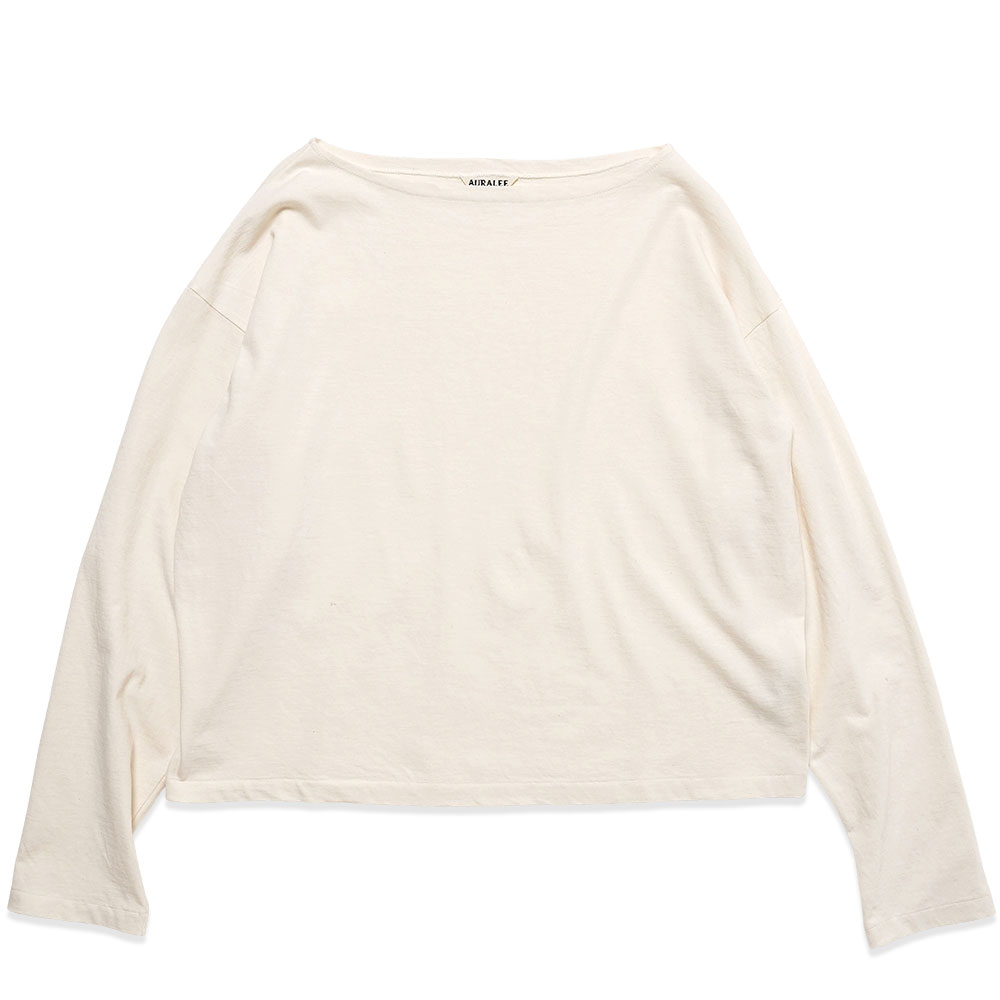 HARD TWIST COTTON CASHMERE BOAT NECK L/S TEE WHITE