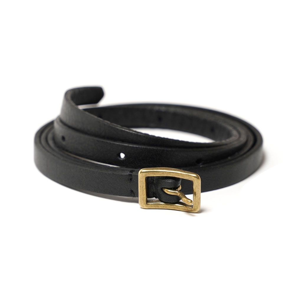 LEATHER NARROW LONG BELT BLACK
