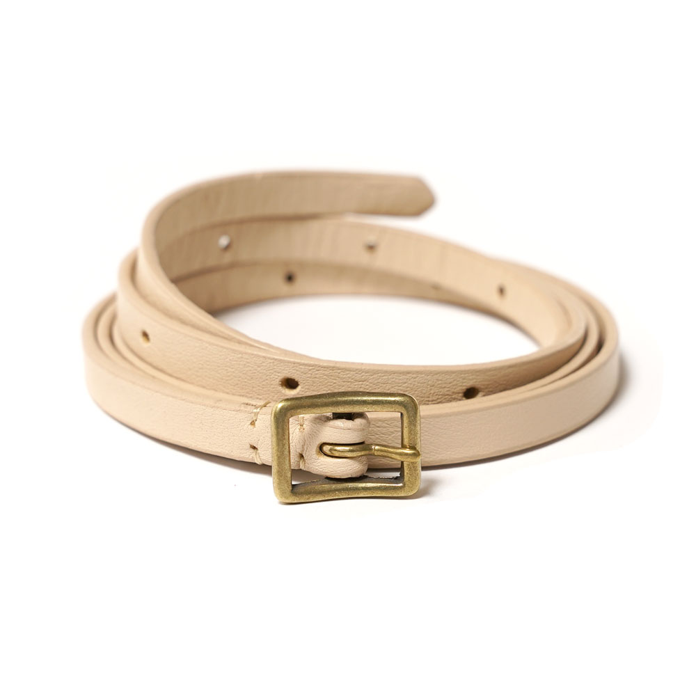 LEATHER NARROW LONG BELT BEIGE