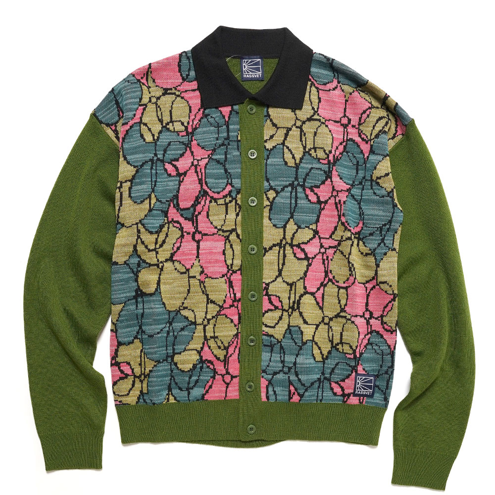 MEN TT DRAWINGS CARDIGAN KNIT GREEN