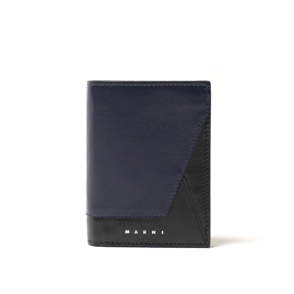 LEAHER BI-FOLD WALLET NAVY/BLACK