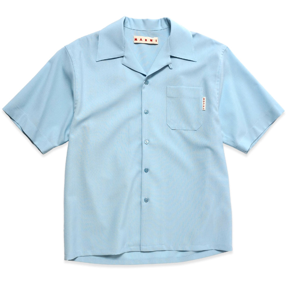 LIGHT BLUE TROPICAL WOOL BOWLING SHIRT ARCTIC