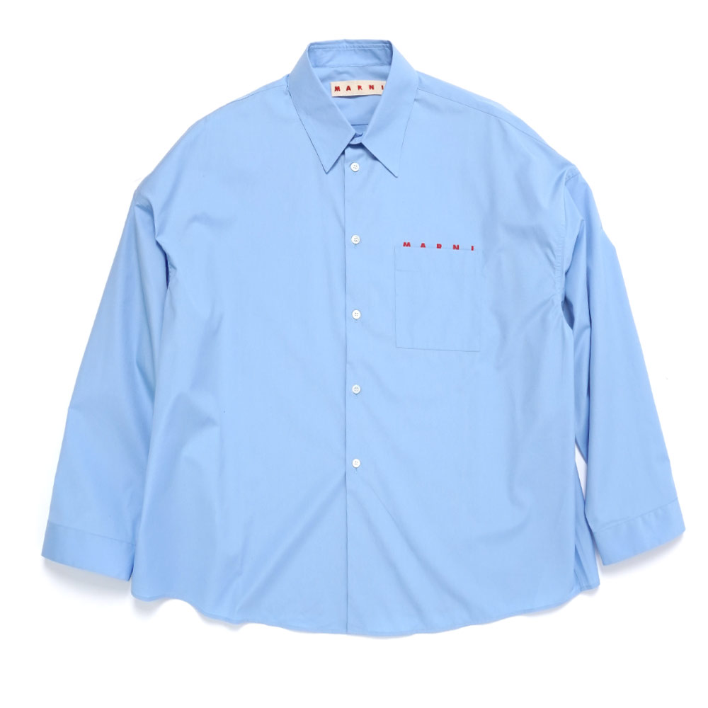 BLUE POPLIN LONG SLEEVE SHIRT WITH HIDDEN LOGO LIGHT BLUE