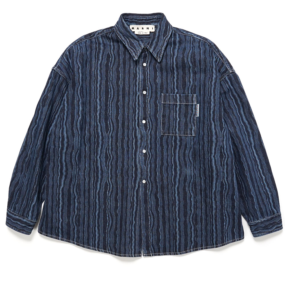 FUNNY STRIPE DENIM SHIRT BLUE BLACK