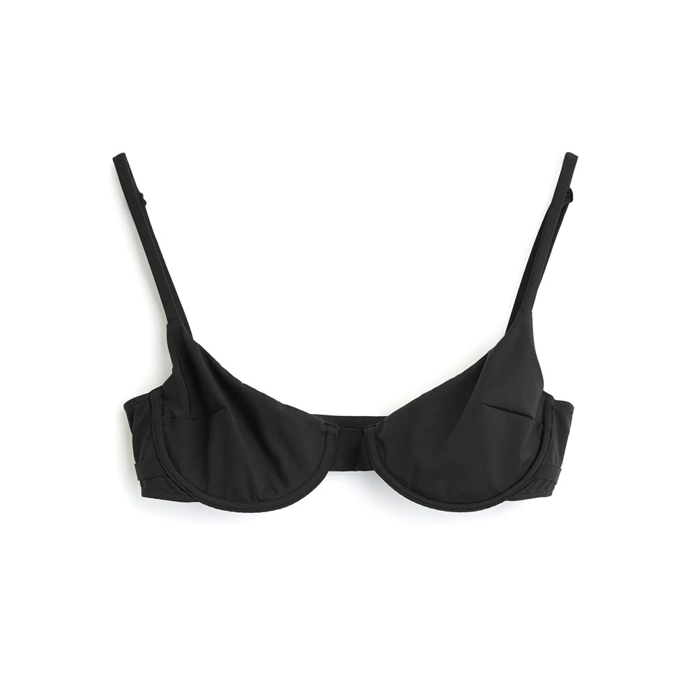 MEGURO BIKINI TOP JET BLACK JERSEY