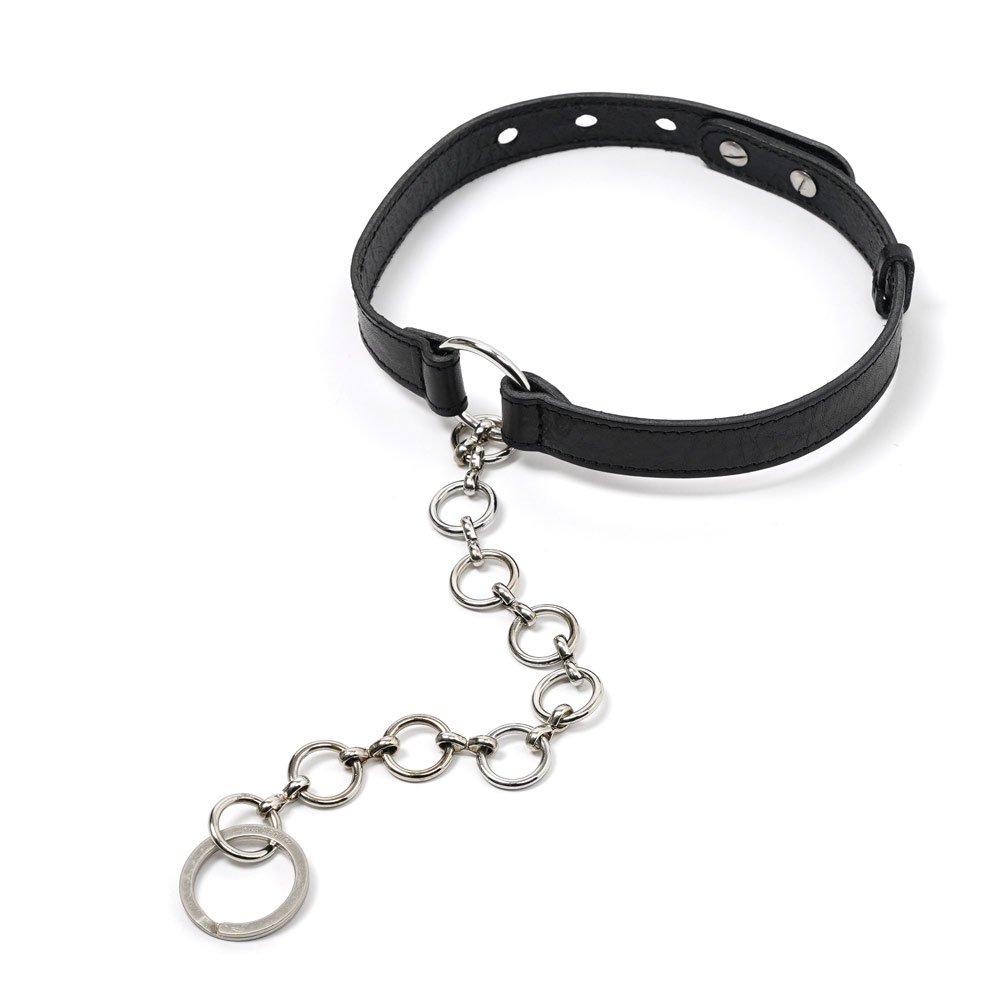 LEATHER RING CHOKER GRIZZLY BLACK LEATHER