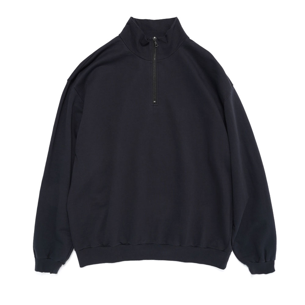 ELASTIC HIGH GAUGE SWEAT HALF ZIP P/O INK BLACK A25SP01NU
