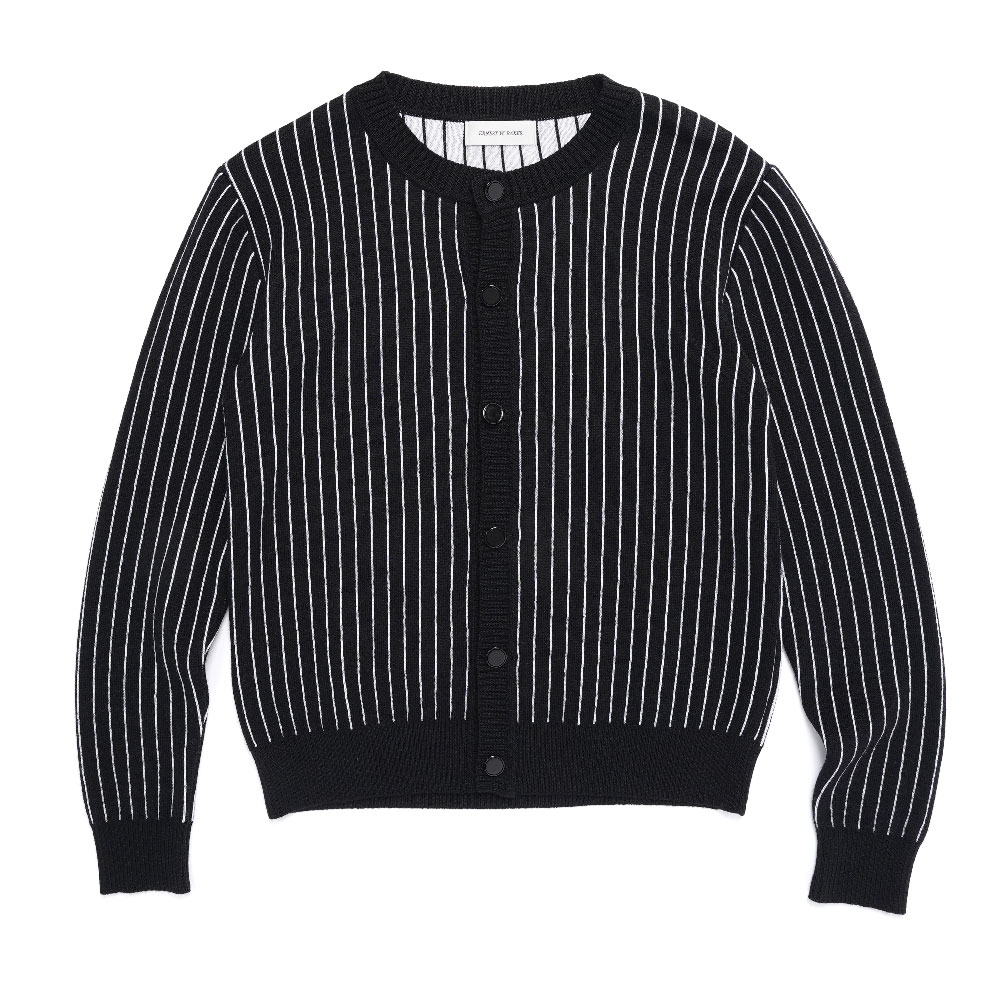 PIN STRIPE CARDIGAN BLACK & WHITE