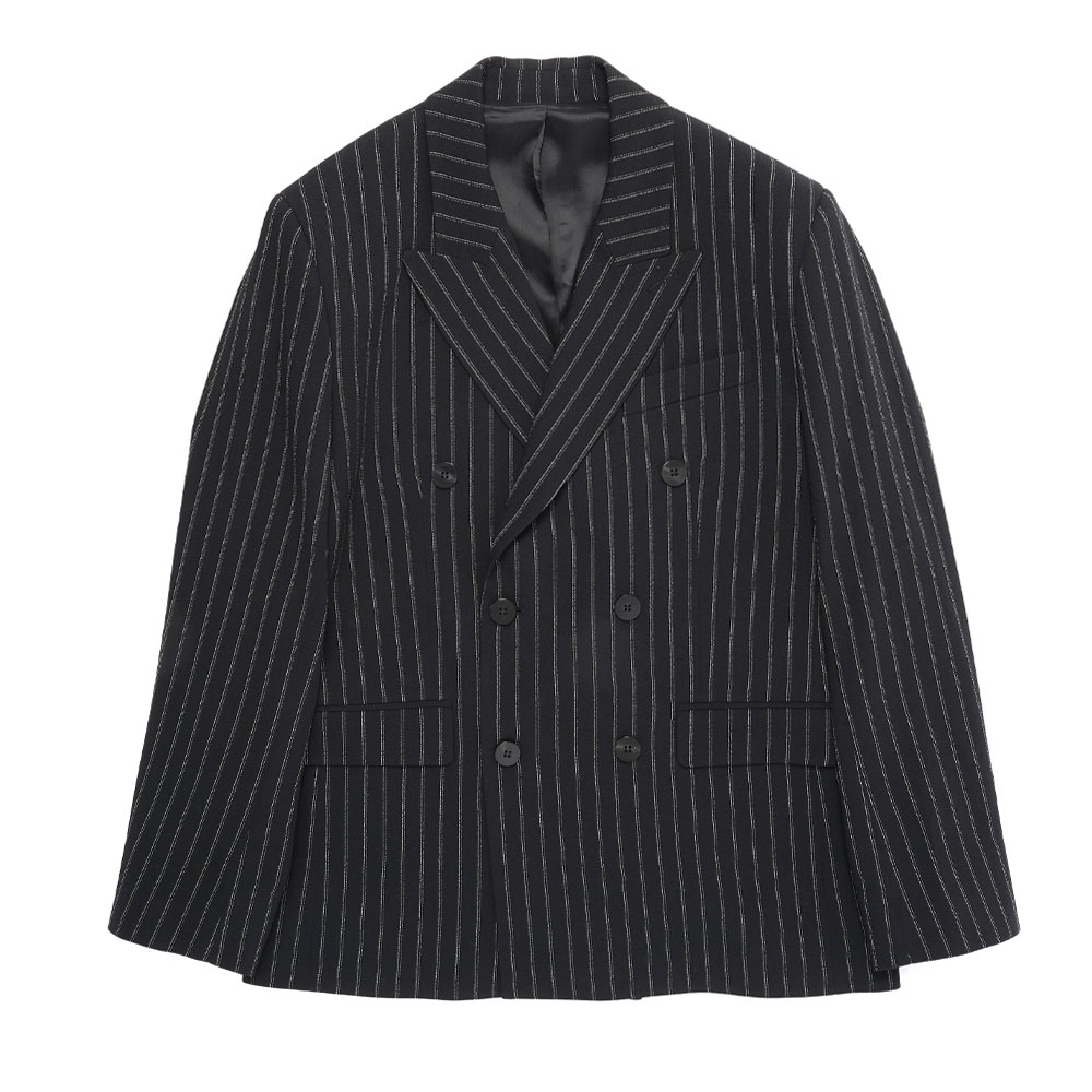 SIX BUTTON DOUBLE BREASTED BLAZER BLACK & WHITE PIN STRIPE