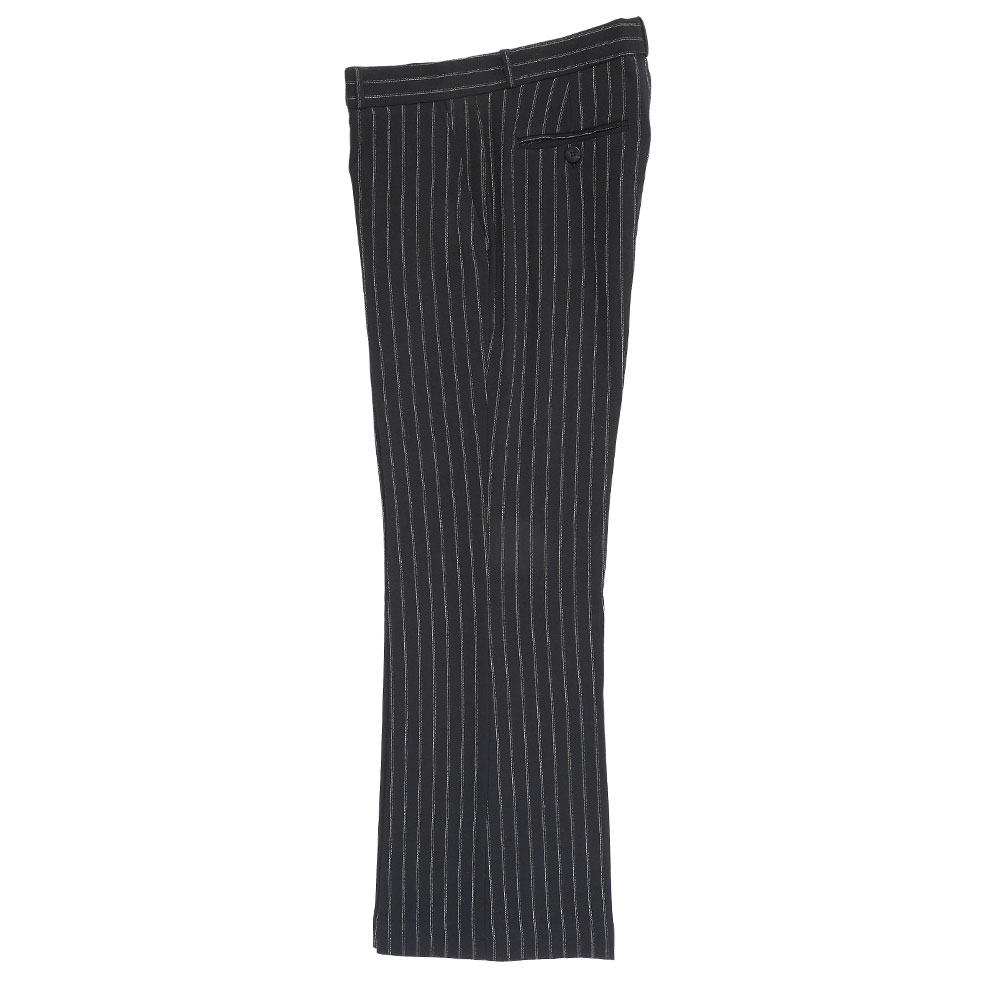 LOOSE FIT FLARE TROUSERS BLACK & WHITE PIN STRIPE