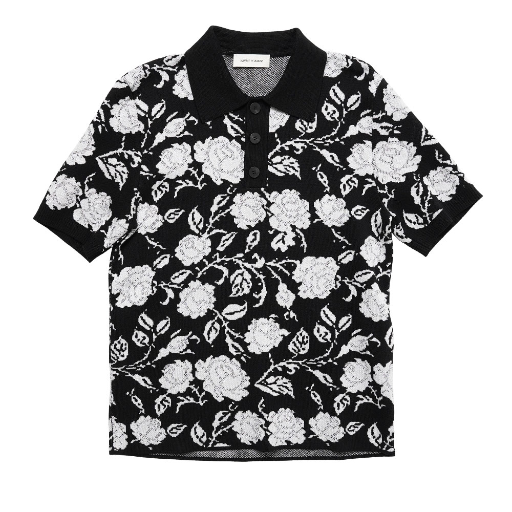 ROSE JACQUARD POLO BLACK&WHITE _