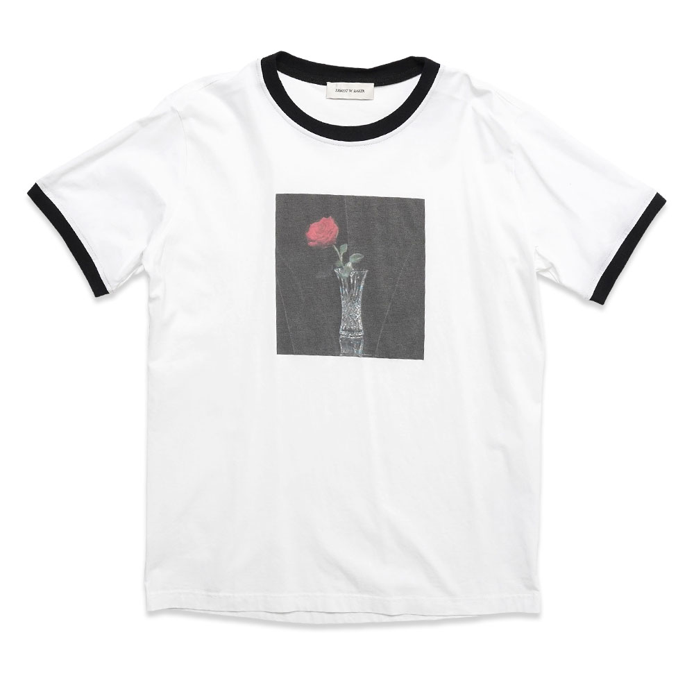ROSE PRINT T-SHIRT WHITE W/BLACK ROSE