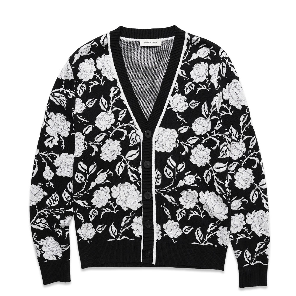 ROSE JACQUARD CARDIGAN BLACK&WHITE _