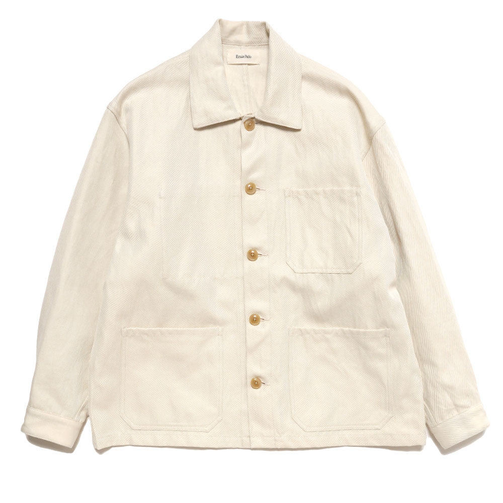 COTTON LNEN WORK BLOUSON IVORY