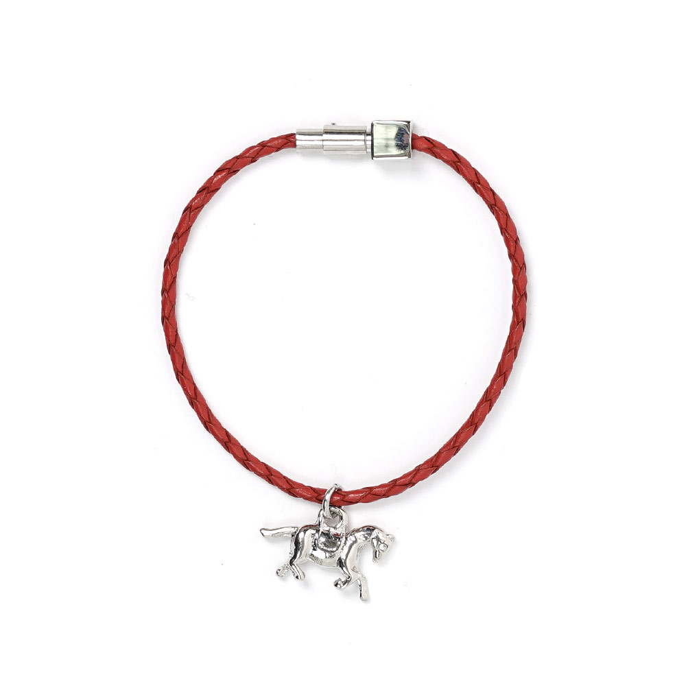 RED LEATHER BRACELET WITH HORSE