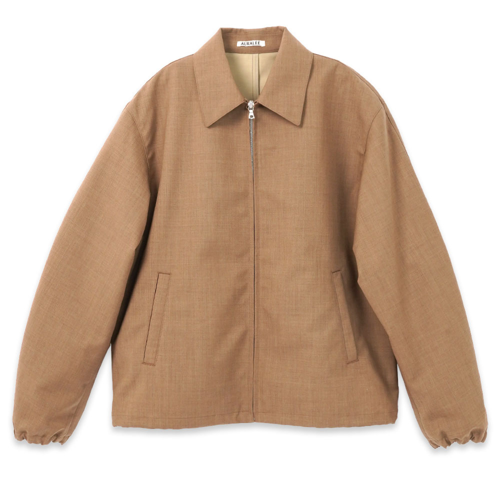 BONDED TROPICAL WOOL ZIP BLOUSON A26SB02WB TOP BROWN