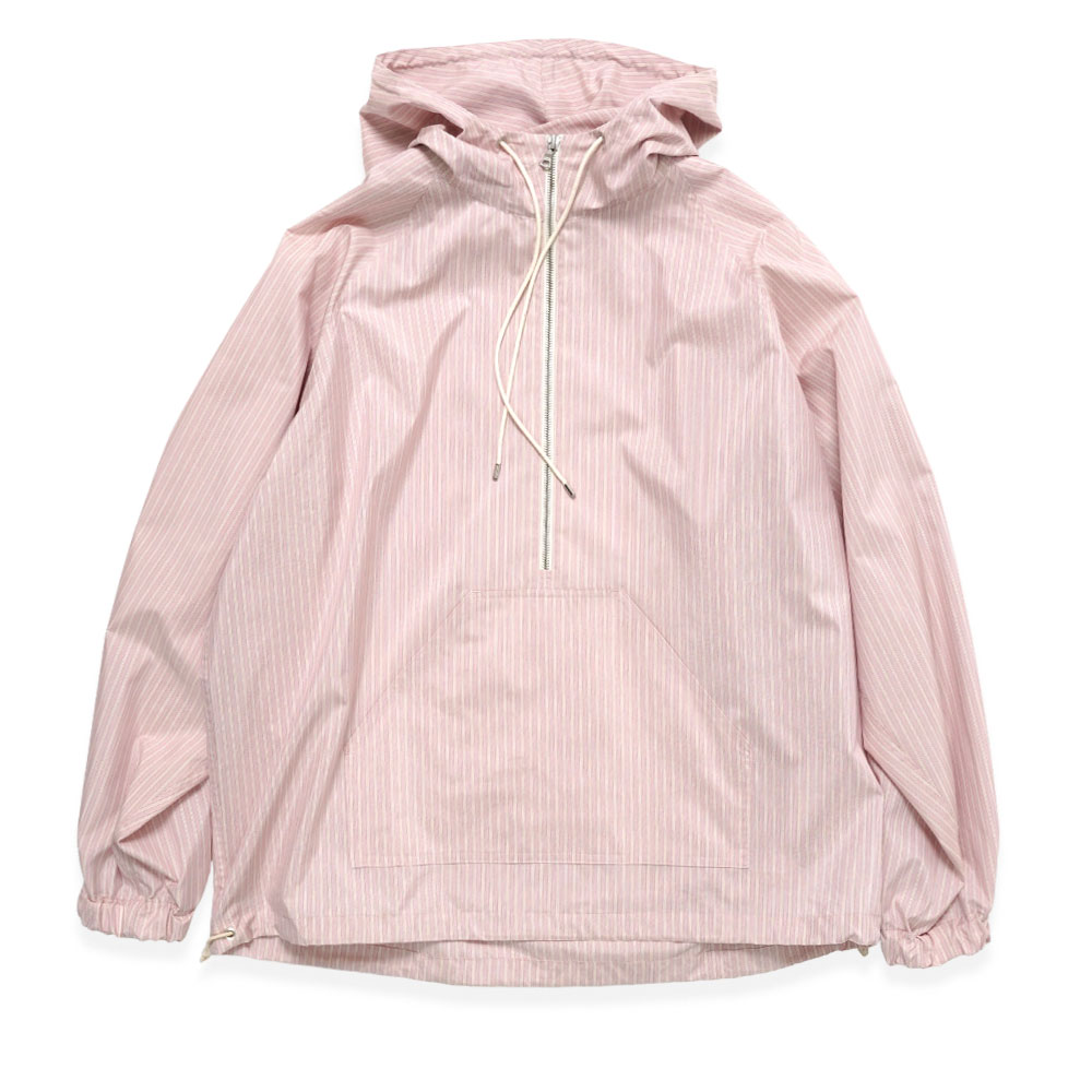 FINX POLYESTER STRIPE HOODED ZIP P/O PINK BEIGE STRIPE