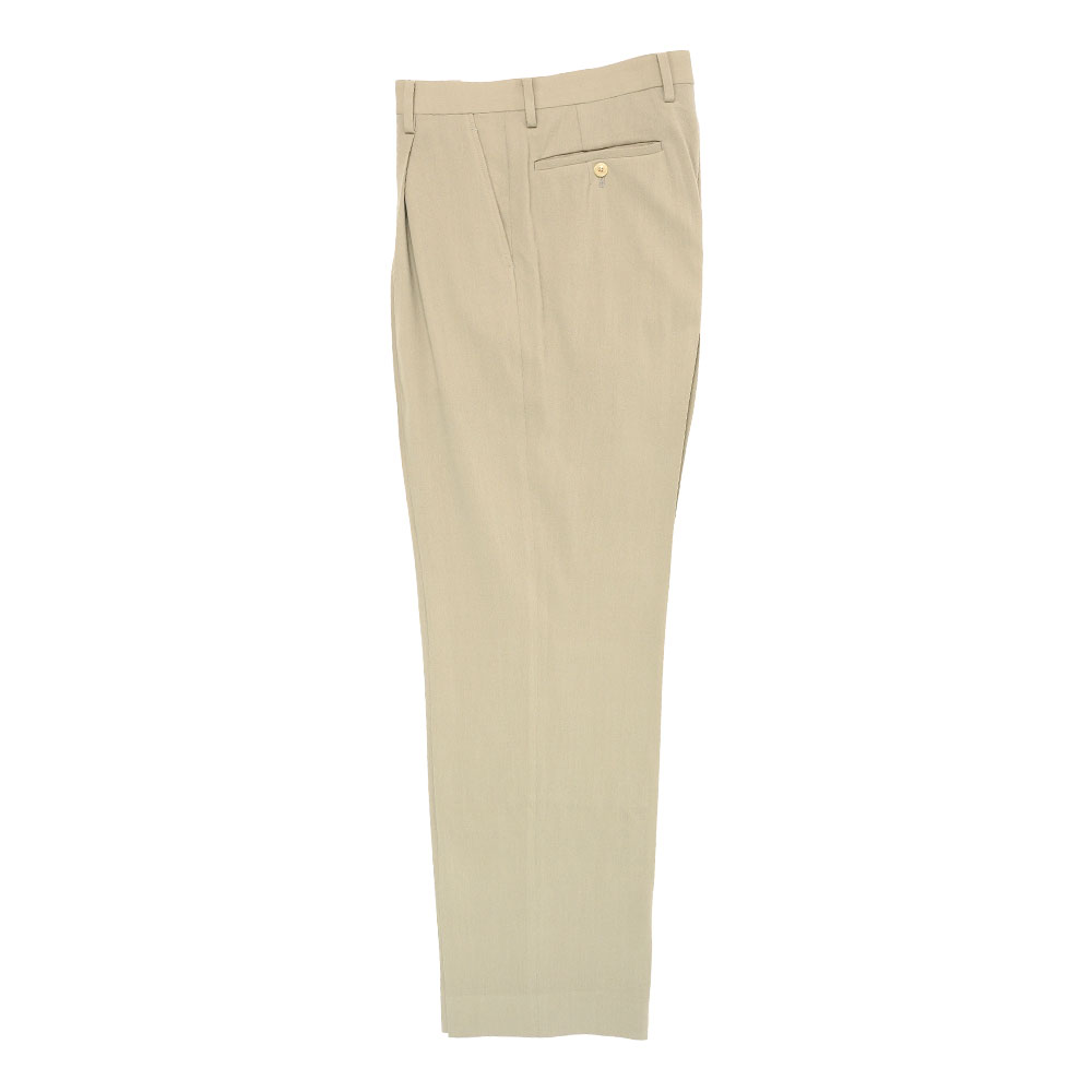 HARD TWIST WOOL VIYELLA SLACKS LIGHT KHAKI _