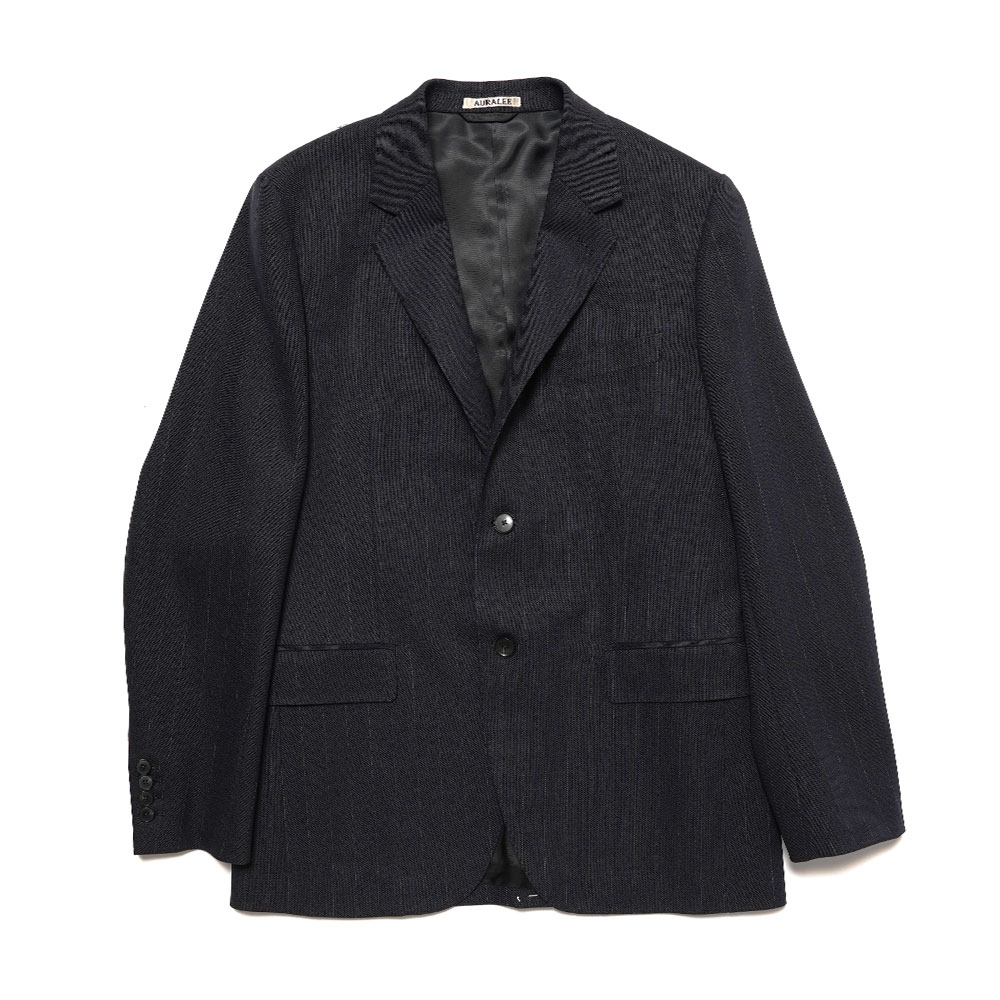 HARD TWIST WOOL PANAMA STRIPE JACKET NAVY STRIPE