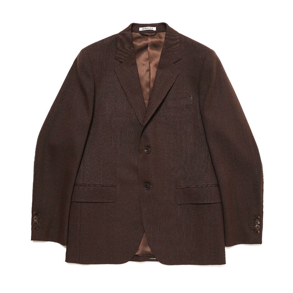 HARD TWIST WOOL PANAMA STRIPE JACKET BROWN STRIPE