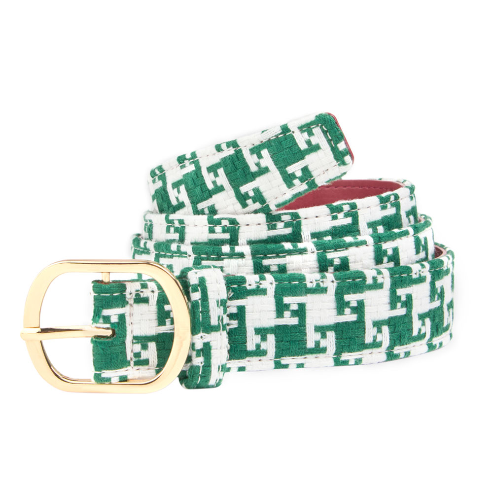 LOOSEY WEAVED BELT GREEN WHITE