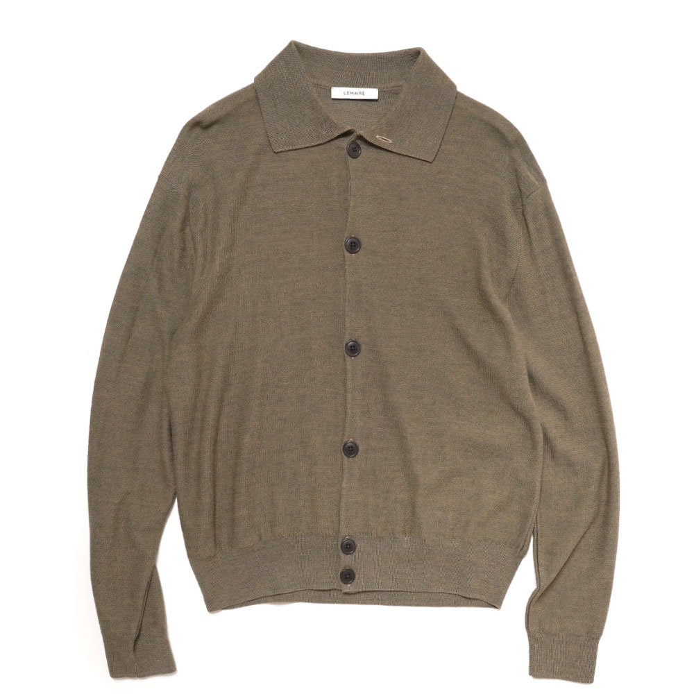 CONVERTIBLE COLLAR KNIT SHIRT MUSTARD CHINE