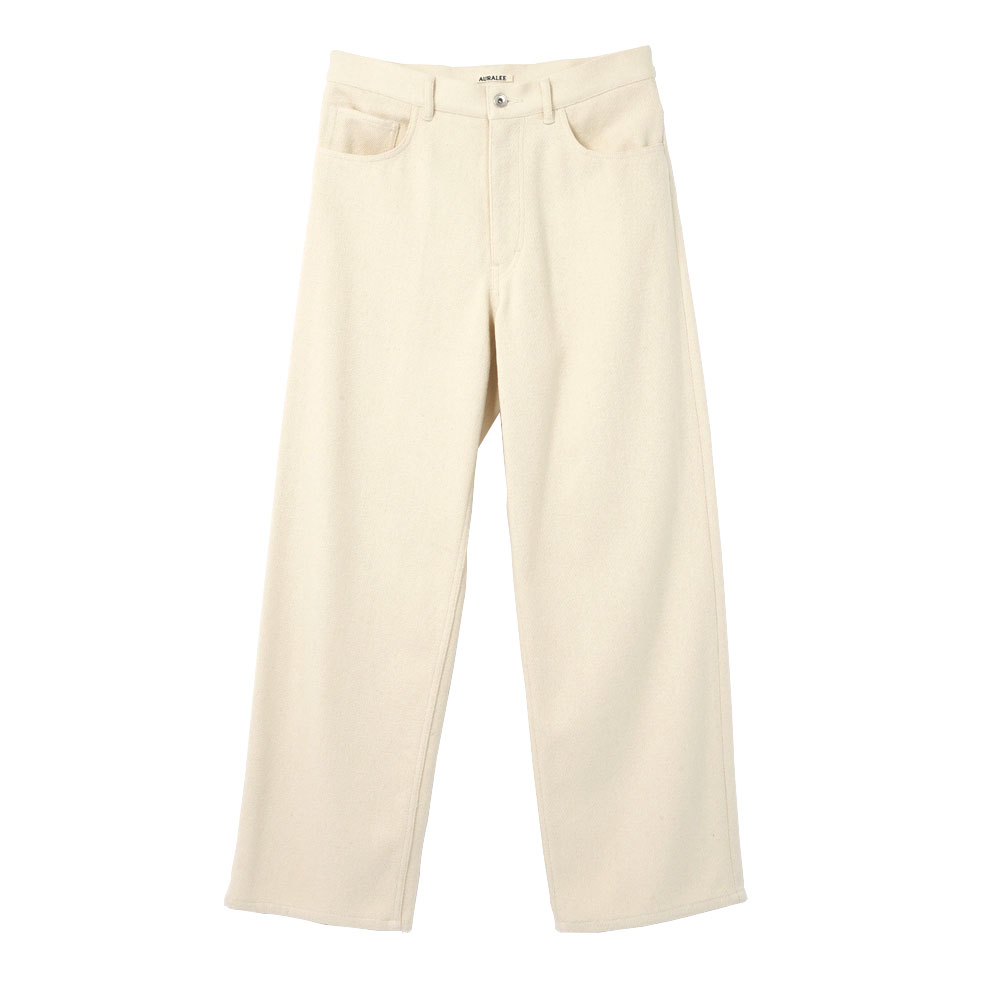 SILK NEP DENIM 5P WIDE PANTS A26SP01SD IVORY WHITE