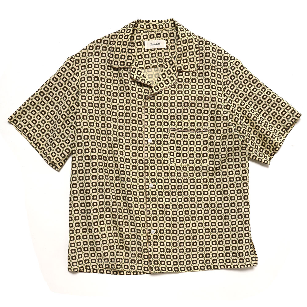 SMALL PATTERN OPEN COLLAR SHIRT YELLOW