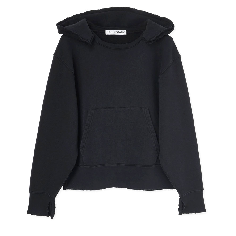 RELIC HOOD PIGMENT BLACK HEFTY FLEECE