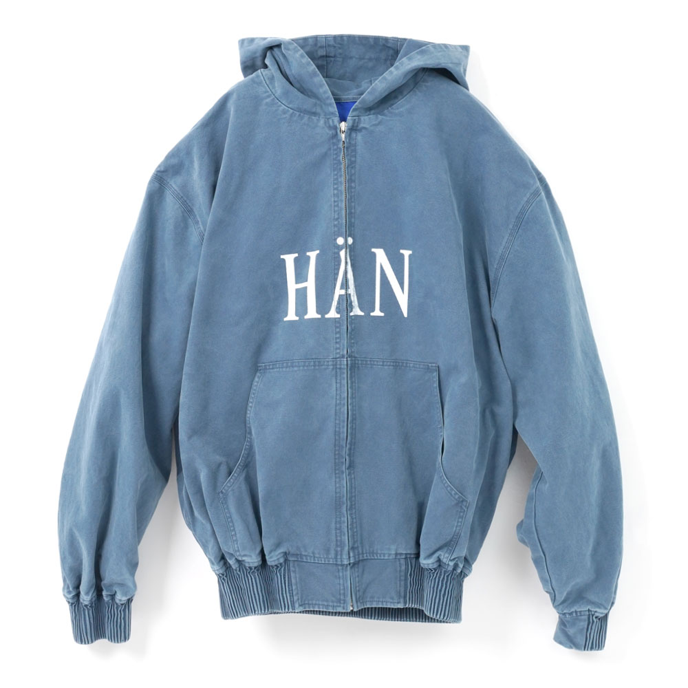 GARMENT DYE WASHED CANVAS JACKET BLUE