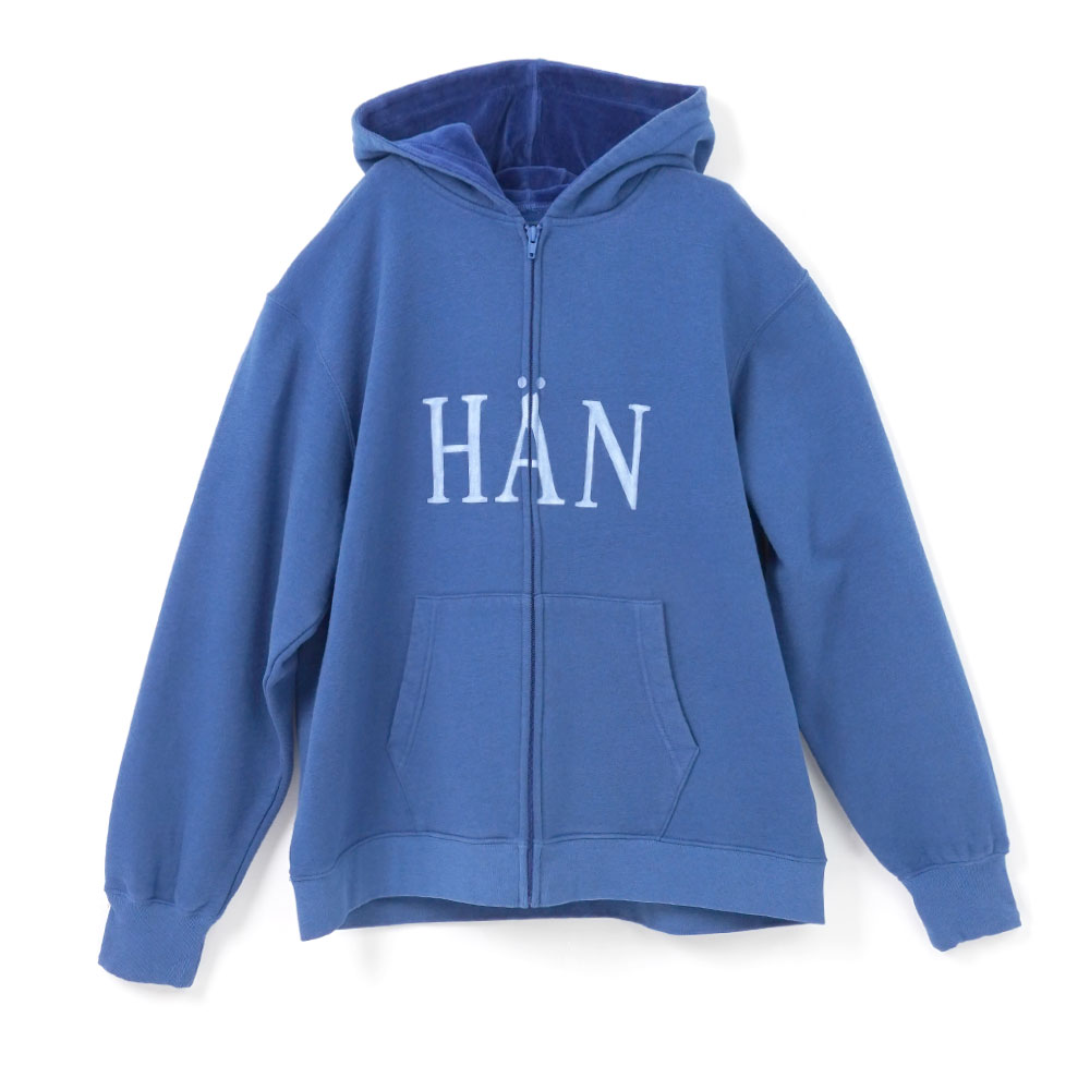 OVERDYE BLUE MELANGE ZIP HOODIE BLUE
