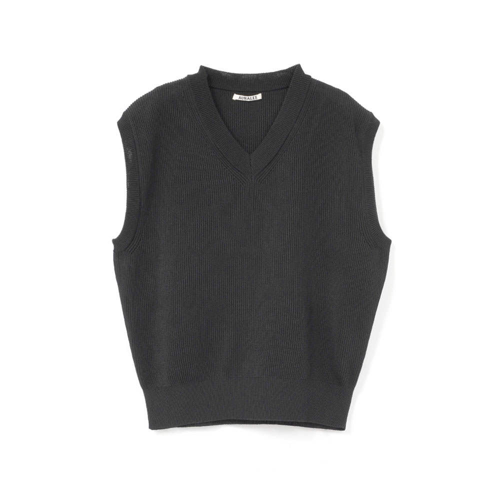FLAT YARN RIB KNIT VEST A26SV02SY BLACK