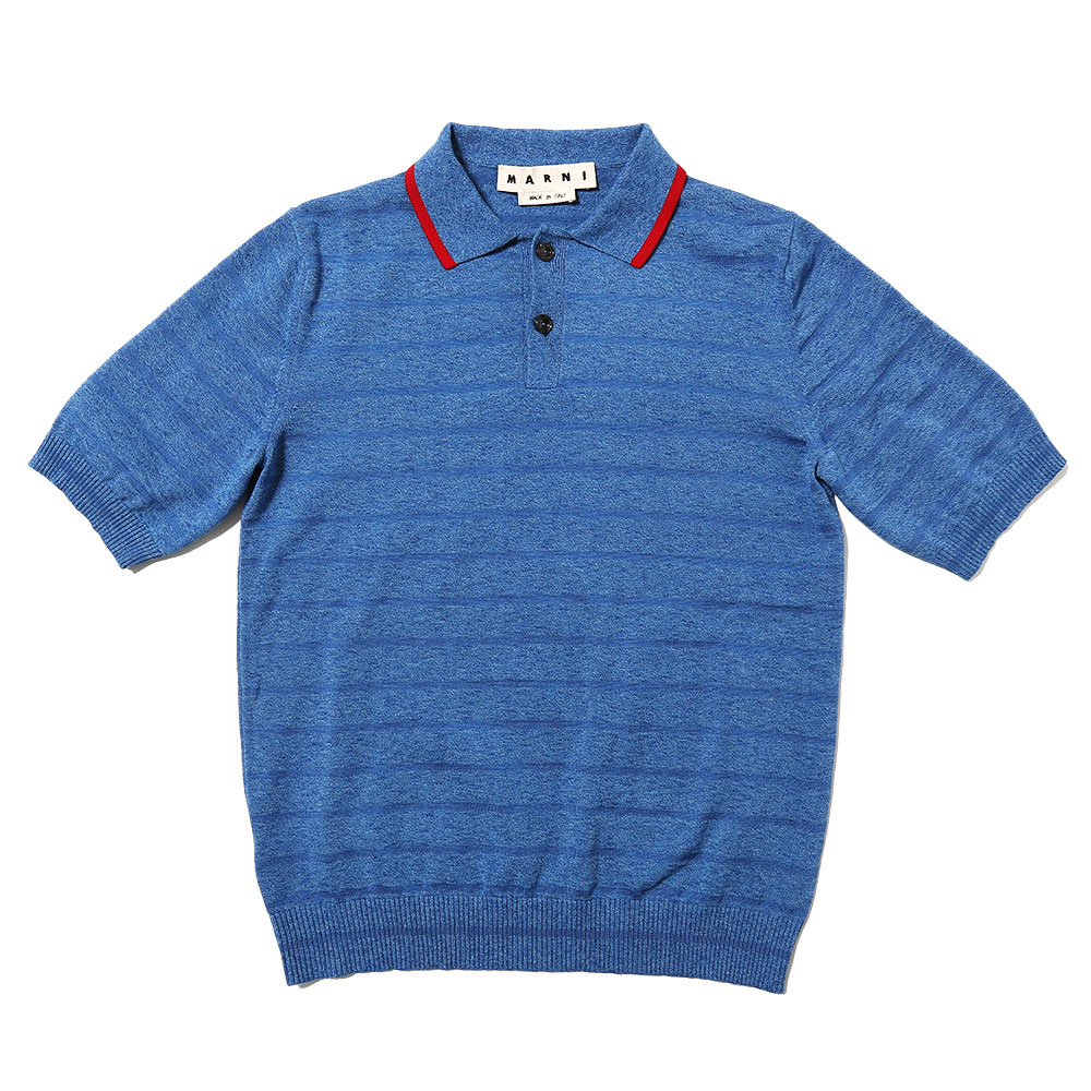 SHORT SLEEVE KNITTED POLO BLUE