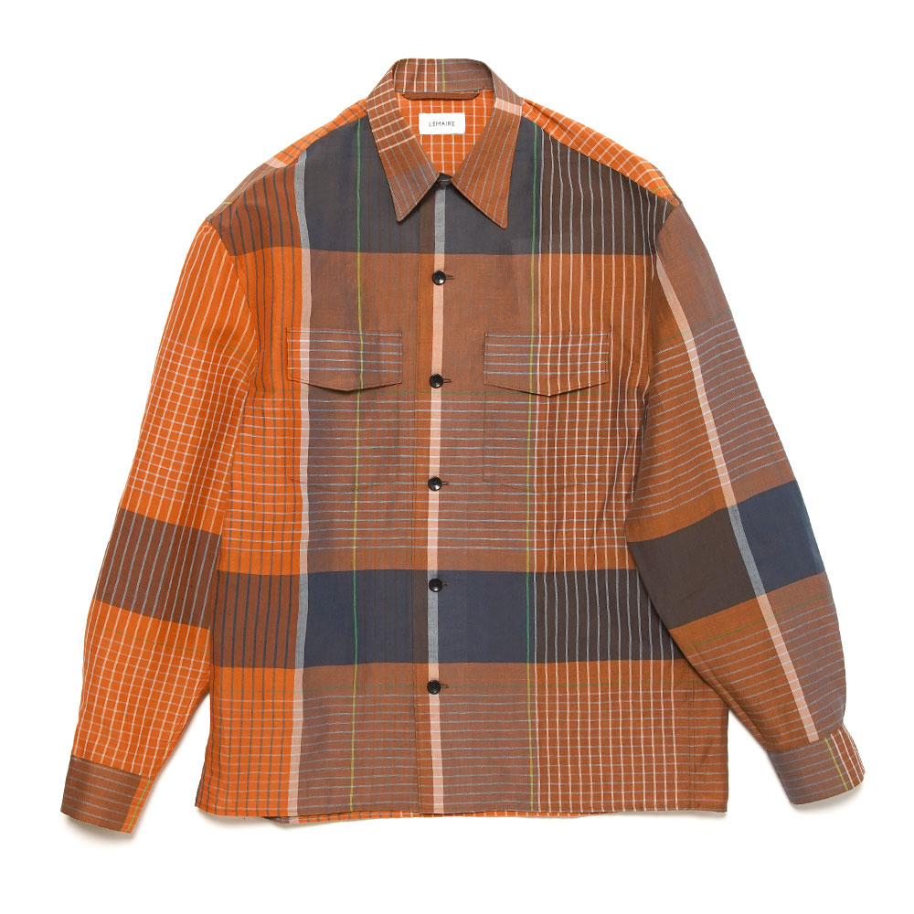 CONVERTIBLE COLLAR SHIRT ORANGE/BROWN