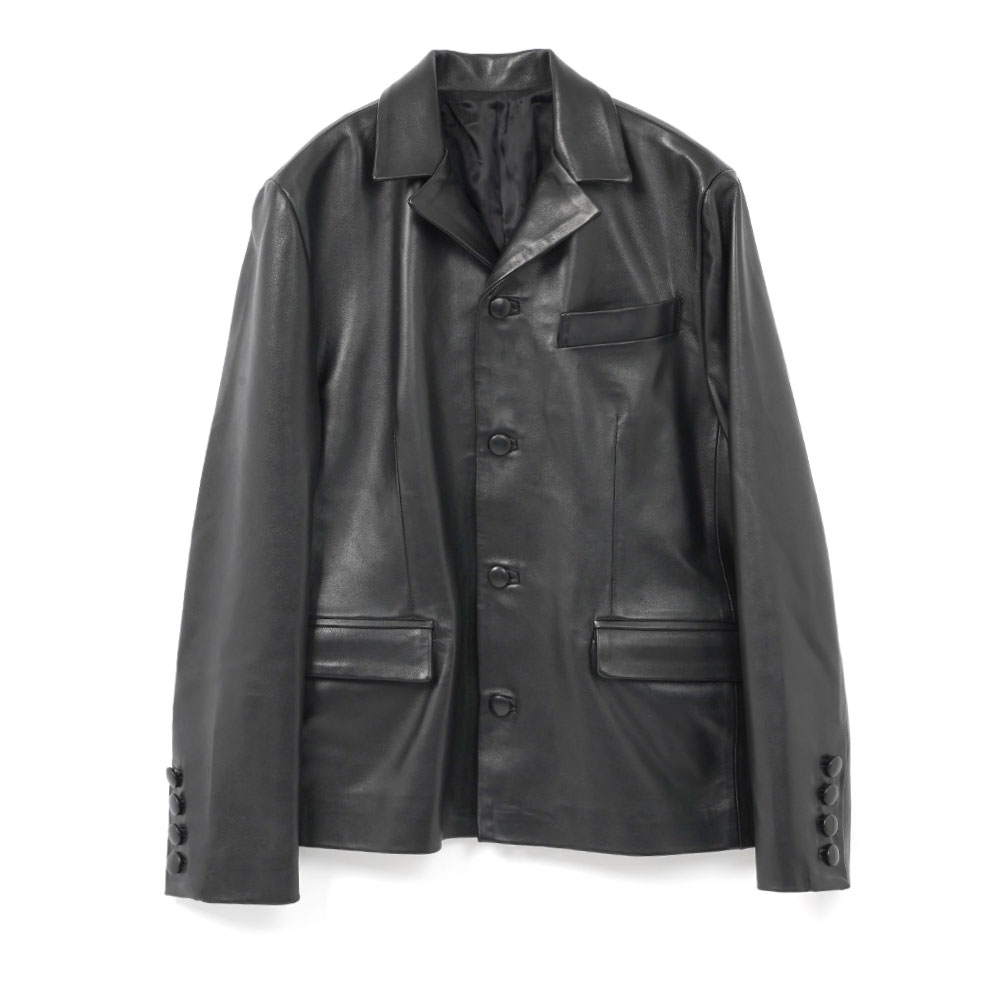 LEATHER CALSSIC SINGLE BLAZER BLACK