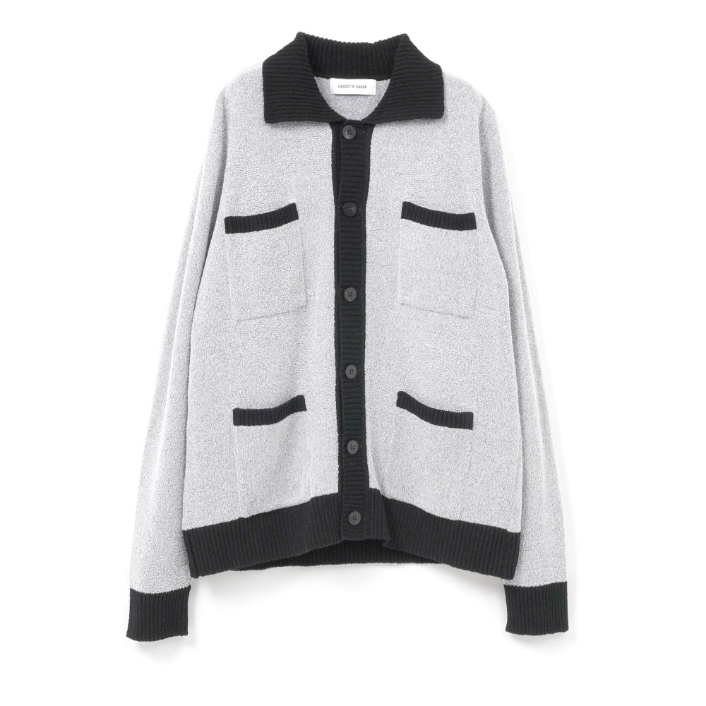 FOUR POCKET BOUCLE CARDIGAN GREY