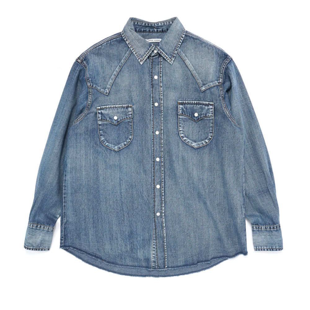DENIM WESTERN SHIRT MID INDIGO WASH