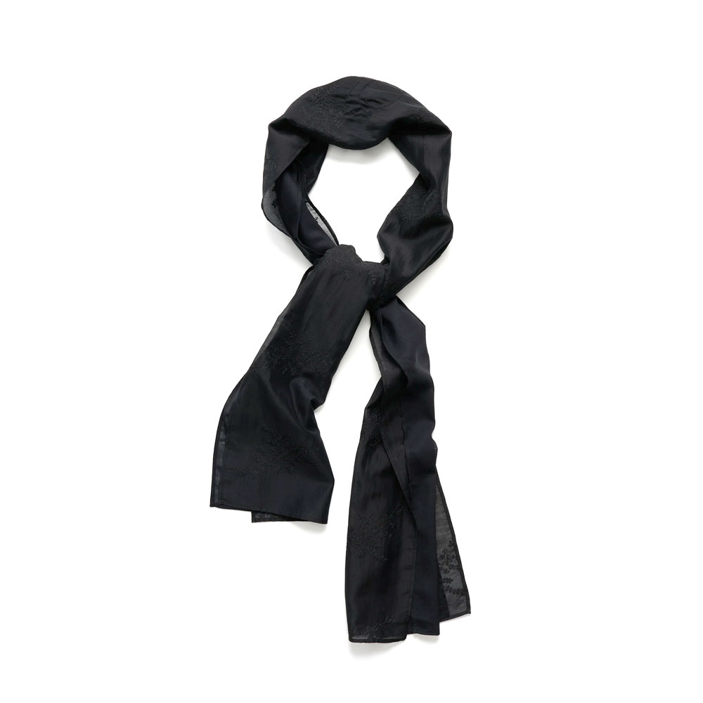 LAYERED SCARF ECLIPSE BLACK MERINO VOILE