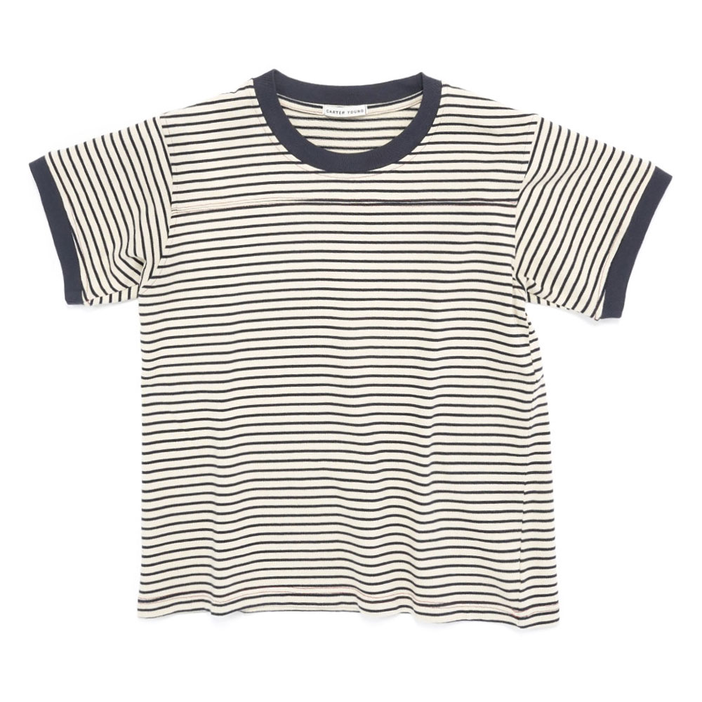 STRIPED FOOTBALL TEE NAVY STRIPE